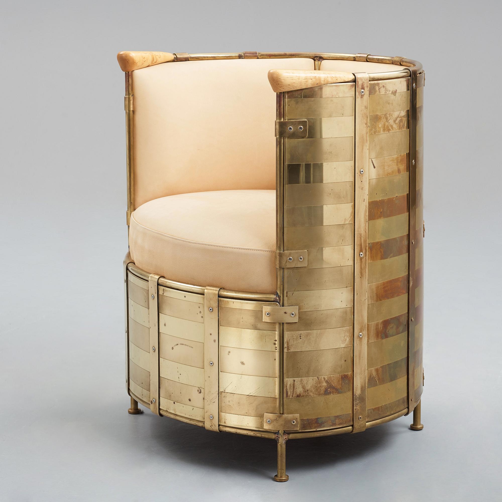 Mats Theselius, a brass "El Dorado" chair, Källemo Sweden post 2002.