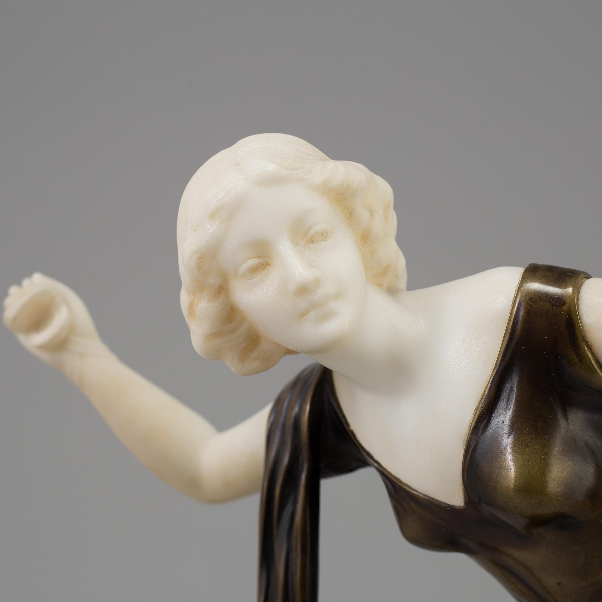 Unknown artist, a 20th century sculpture "Dancer with castanets", patinated bronze on marble bace, signed Blancz.