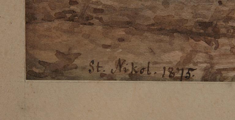 OKÄND KONSTNÄR, akvarell. Monogramsignerad JK  o dat 75.