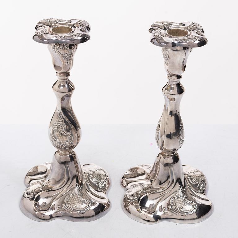 Candelabra, 2+2 pcs, silver, Thorvald Marthinsen Silverware Factory, Tönsberg, Norway, 20th century.
