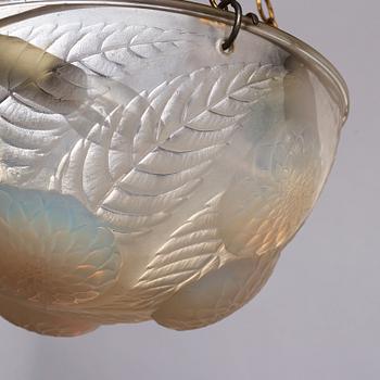 René Lalique, an opalescent "Dahlias" cast glass ceiling light, France 1920's-30's.