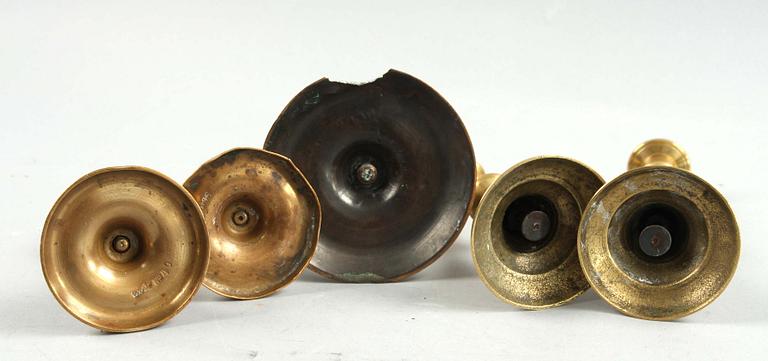 LJUSSTAKAR, 5 st , mässing, bl.a. Skultuna Bruk, .