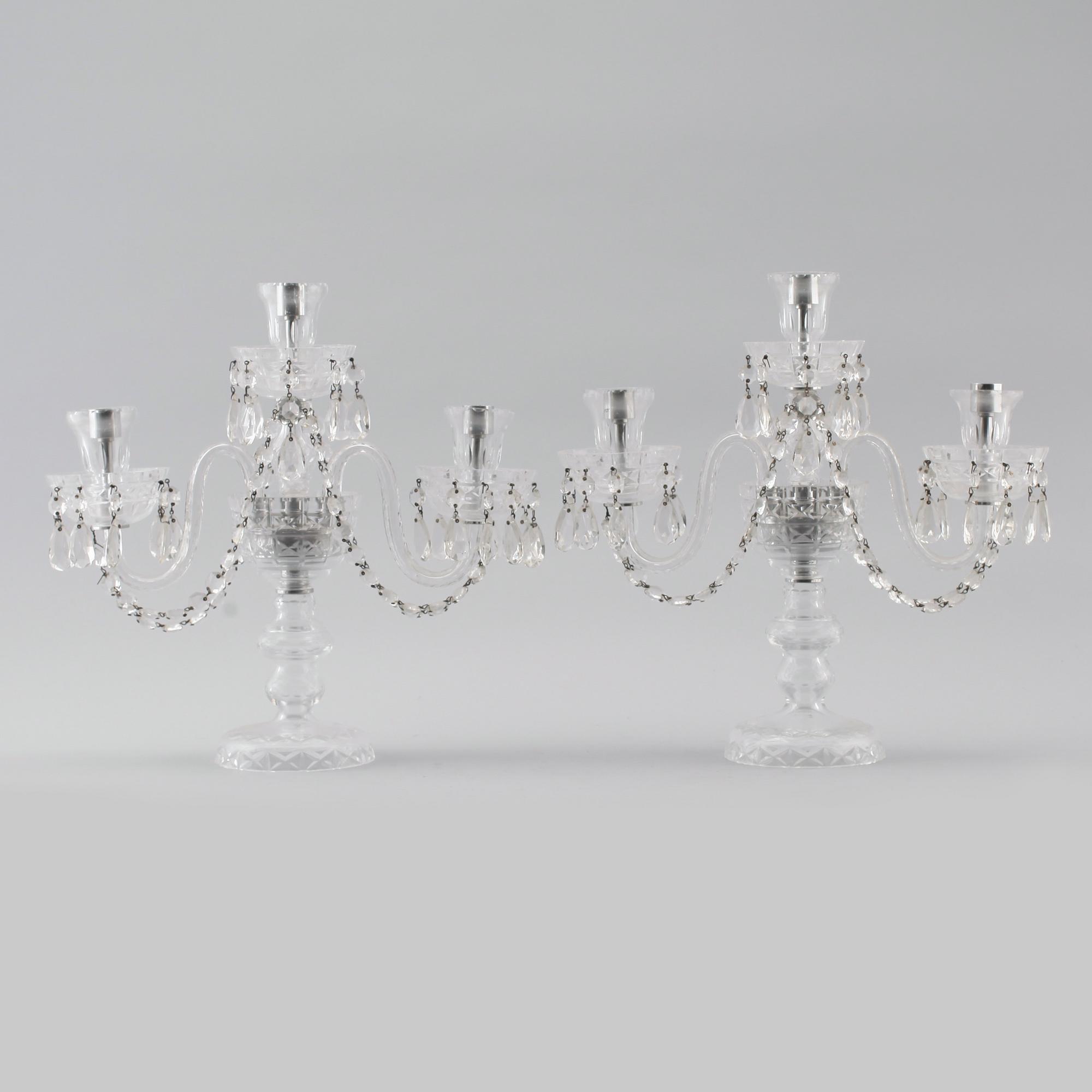KANDELABRAR, 1 par, glas, 1900-talets mitt.