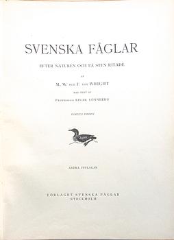 The von Wright brothers, books, 3 volumes, "Svenska fåglar",A. Börtzells tryckeri AB, Stockholm, 1924-1929.