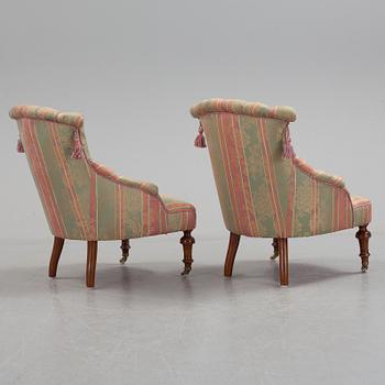 SOFFA OCH FÅTÖLJER ett par, omkring år 1900.