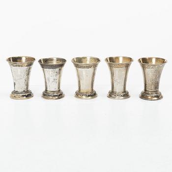 Ten Swedish silver beakers, mark of KG Markströms, Uppsala, some 1905.
