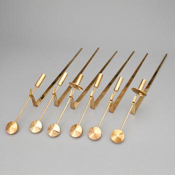 VÄGGLJUSSTAKAR, 6 st, mässing, Pendel, Pierre Forsell, Skultuna.