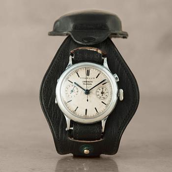 33. ANGELUS, "LINDEROTH, Stockholm", Single button chronograph, wristwatch, 35,5 mm,