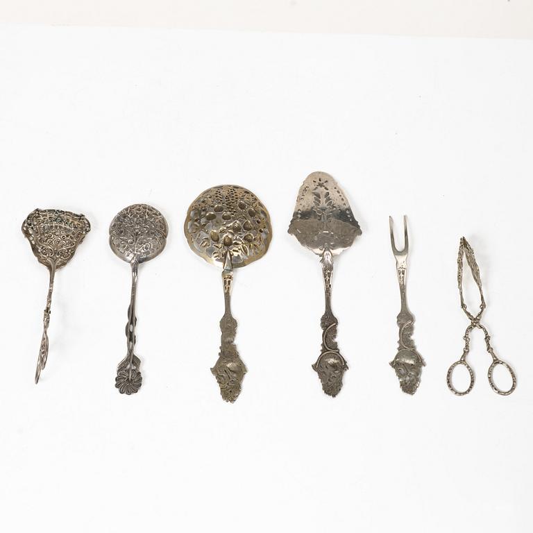 Serving cutlery, 6 pieces, silver, including Georg Wessfelt, 20th century.