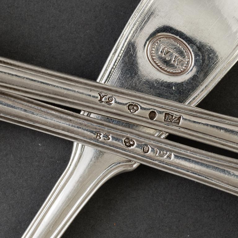 PEHR ZETHELIUS, 16 st bordsgafflar, silver, 1800-talets början.