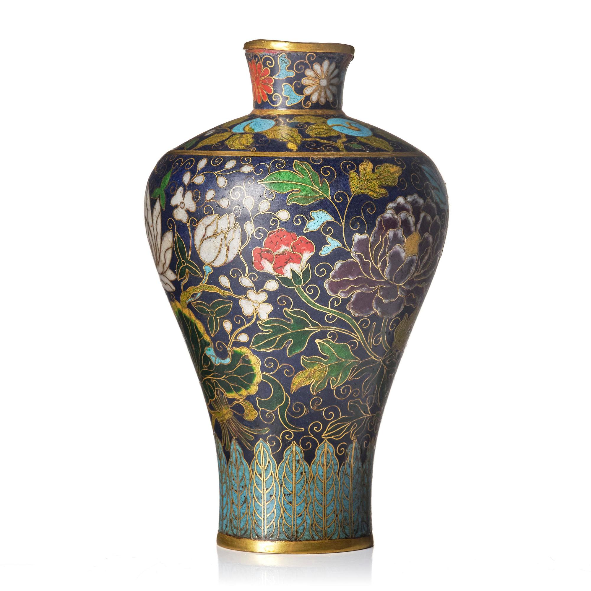 A cloisonne enamel meiping vase, Ming dynasty 1368-1644).
