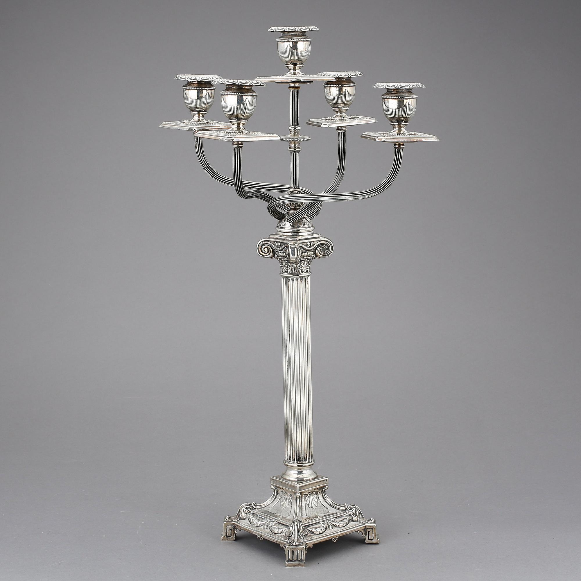 KANDELABER, nysilver, 1900-talets första hälft.