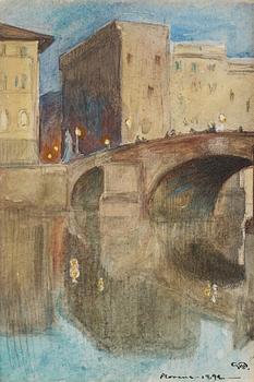 356. Georg Pauli, Ponte Santa Trinita, Florence, dusk.