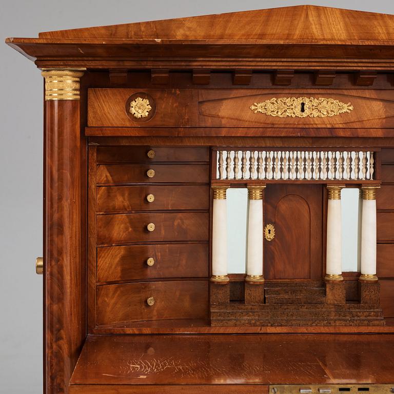 Lars Petter Forssblad's Masterpiece, A mahogany and ormolu-mounted secretaire, Stockholm 1832.