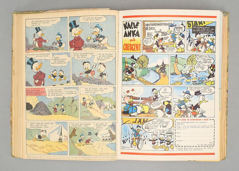 KALLE ANKA, 2 årgångar inbundna serietidningar, 1957 och 1958.