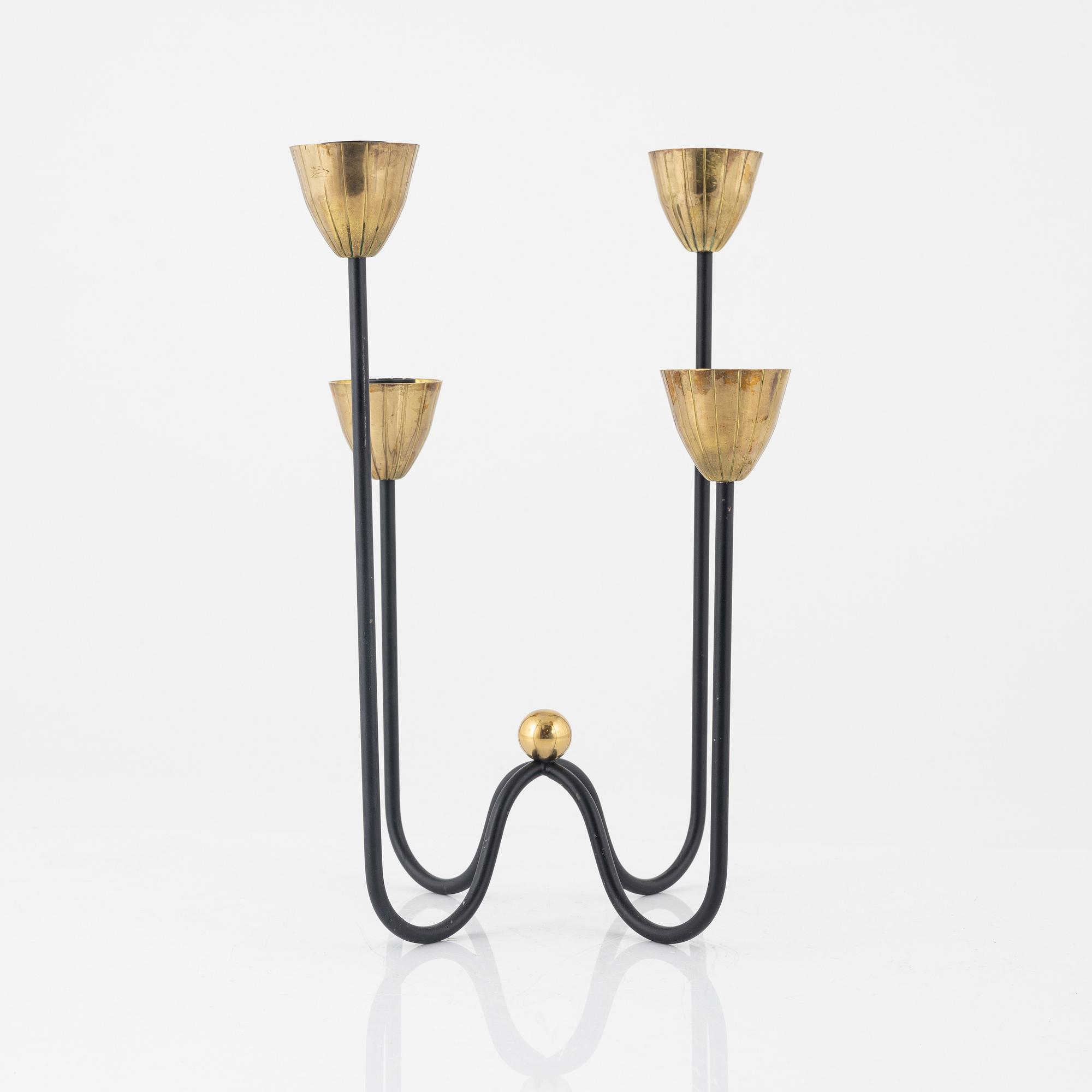 Gunnar Ander, candelabra, Ystad Metall, Sweden, mid-20th century.