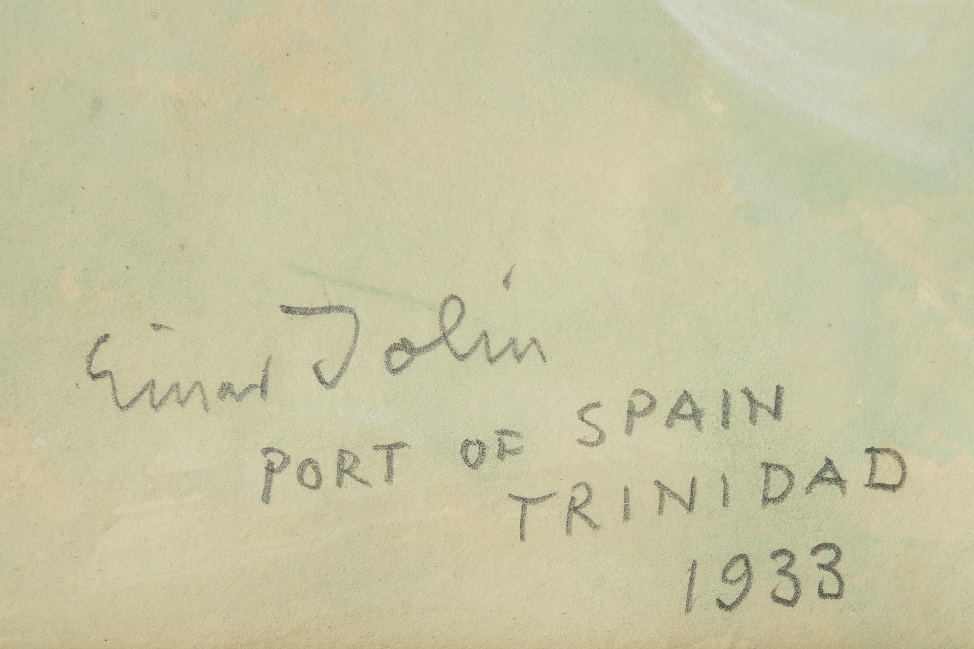 Einar Jolin, akvarell, signerad och daterad Port of Spain, Trinidad 1933.