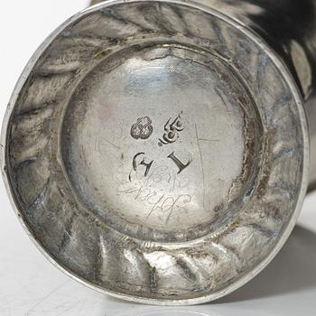 A silver beaker, unclear maker's mark, probably Christoffer Wasserman, Lindesberg Sweden 1769.