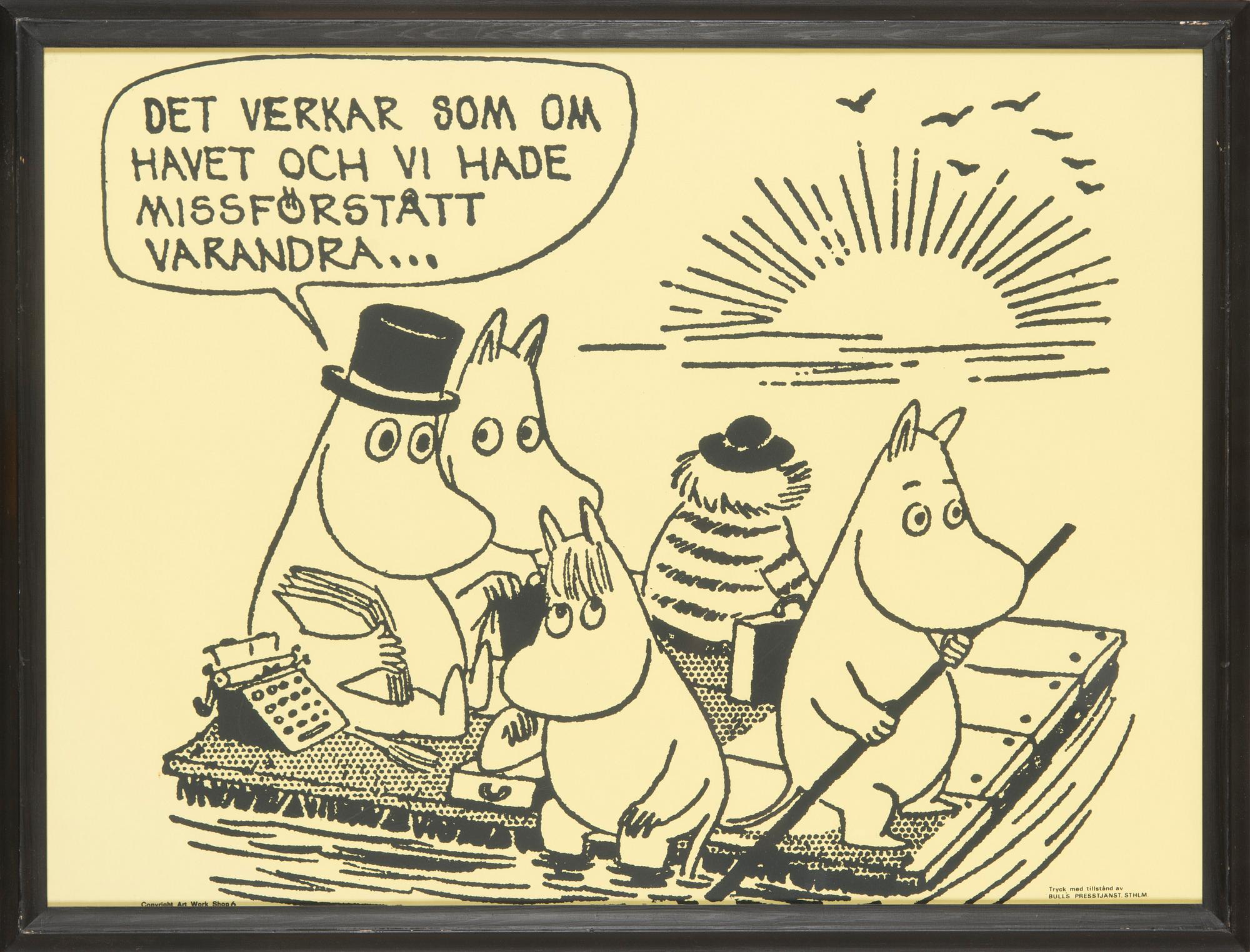 Tove Jansson, poster, Bull's Presstjänst, Art Work Shop, 1960s.