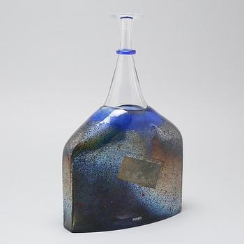 A glass flask by Bertil Vallien for Kosta Boda, signed, Artist Collection, fourth quarter of the 20th century.