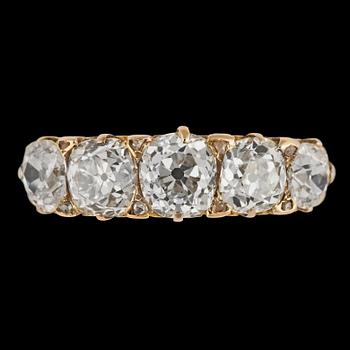 1349. An antique cut diamond ring, tot. app. 3.50 cts.