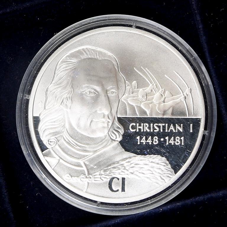 Medaljer 22 st "Danska regenter" silver 1900-talets senare del.