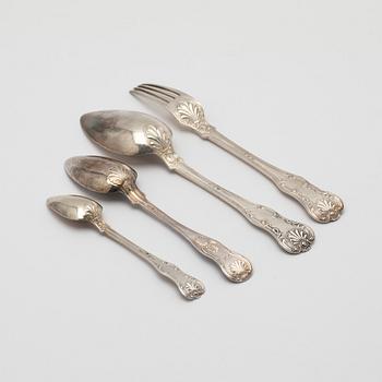 Cutlery, silver, 47 pieces, "English Shell", Carl Samuel Cavallin, 1843-1851, Malmö.