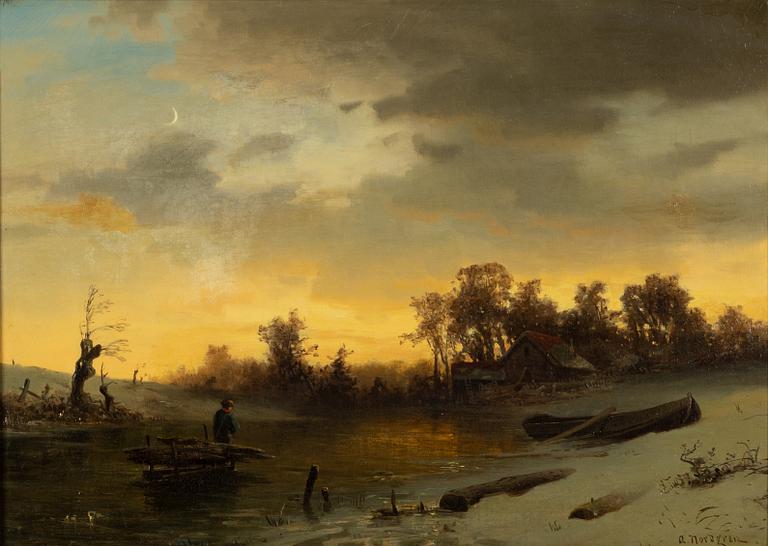 Axel Nordgren, Twilight Landscape with Boy on the Ice.