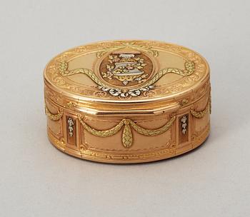 DOSA, guld en cinq couleurs, av Anders Zachoun, Stockholm 1772. Gustaviansk.