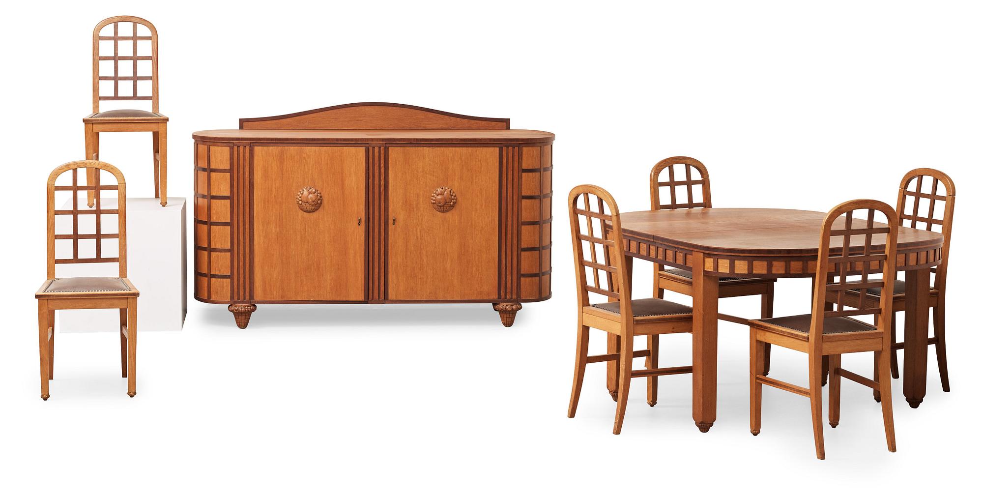 A Maurice Dufrene dining room suite, Paris, France 1921.