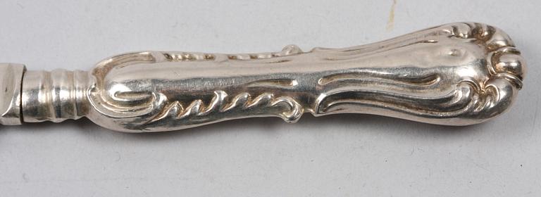 FRUKTKNIVAR, 6 st, silver, Christopher Creutz, Stockholm 1862.