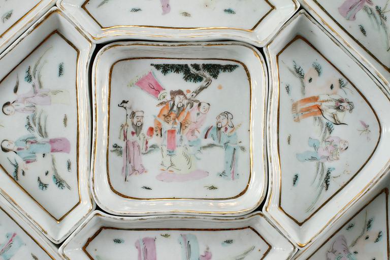 CABARET, 9 delar, porslin, Kina, 1800-tal.