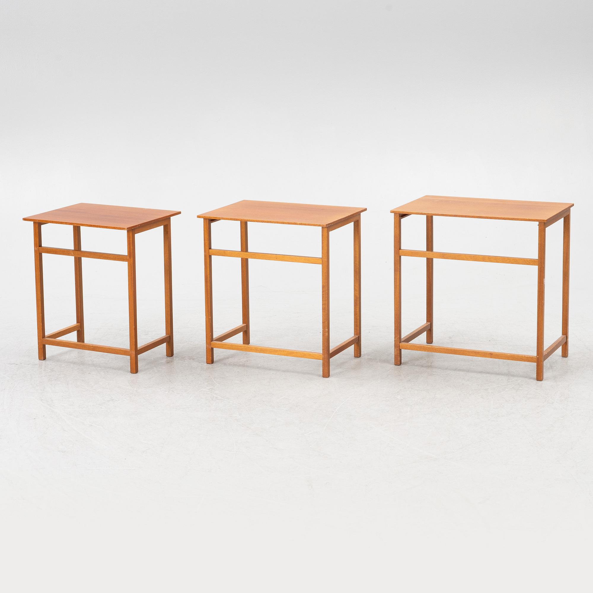 Josef Frank, three nesting tables, model B 618, Firma Svenskt Tenn, prior to 1985.