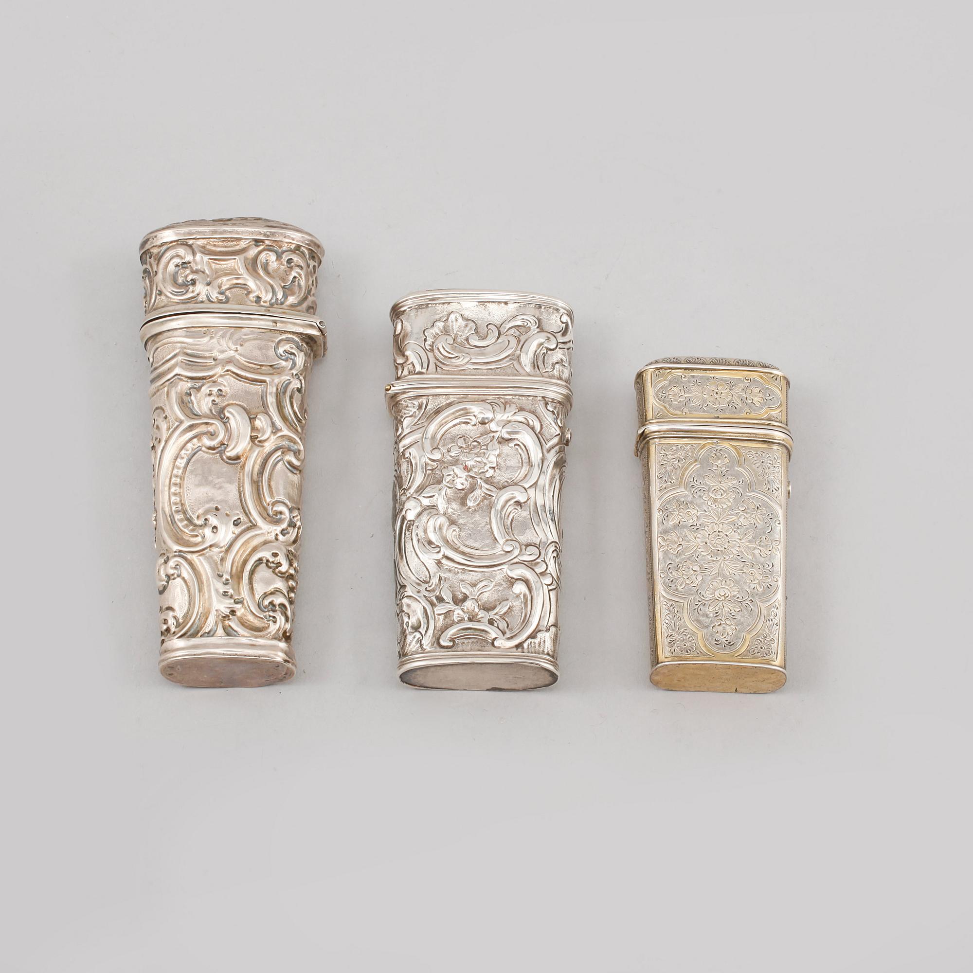 DOSOR, 3 st, silver, 1700- och 1800-tal, vikt 94 gram.