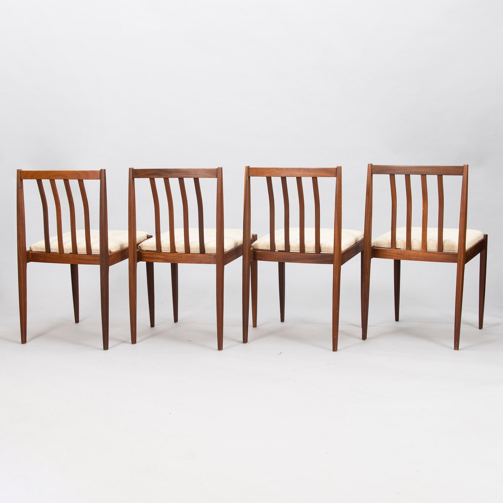 Four chairs from 1950's in teak.