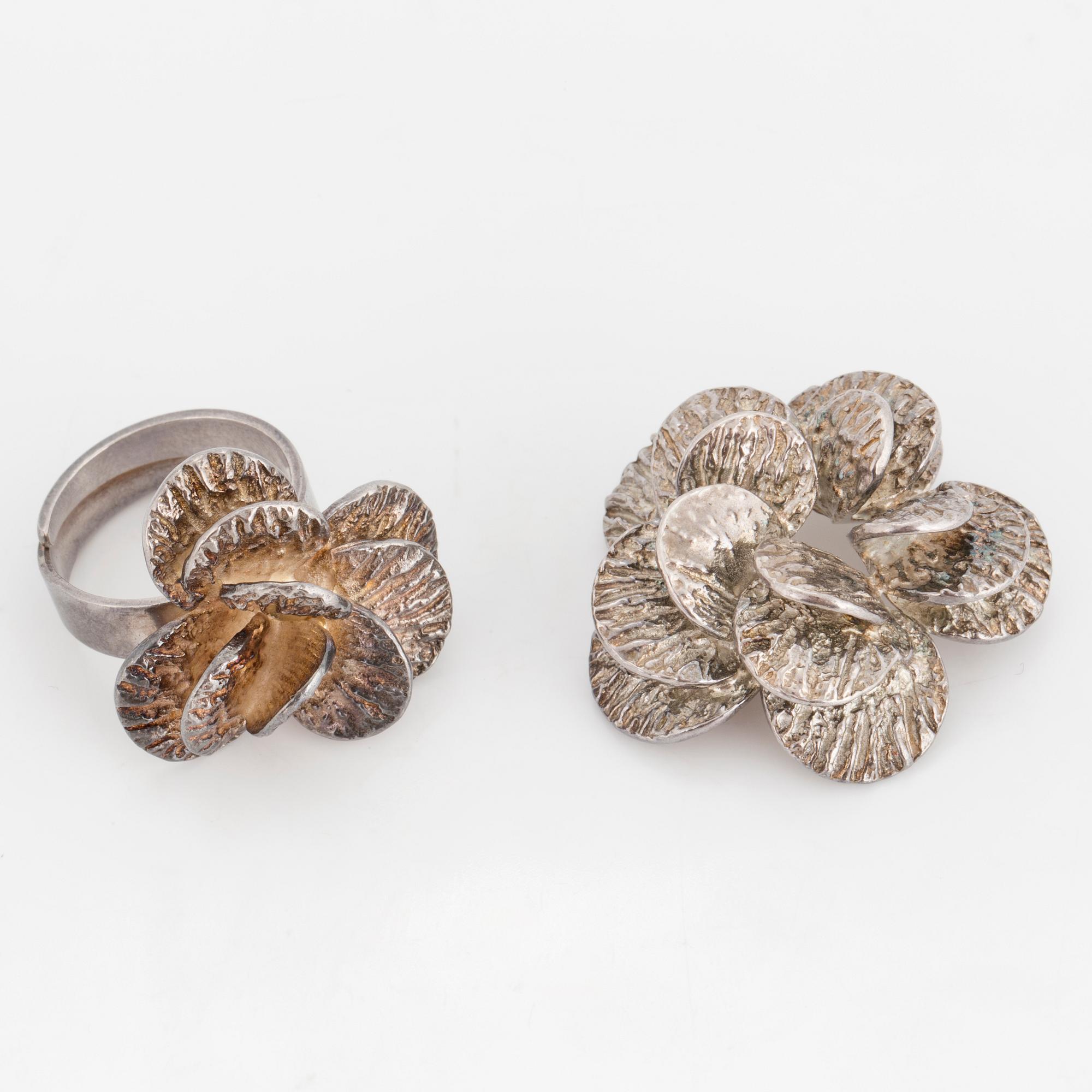 THERESIA HVORSLEV, a sterling silver ring and pendant, Mema, Lidköping, 1979.