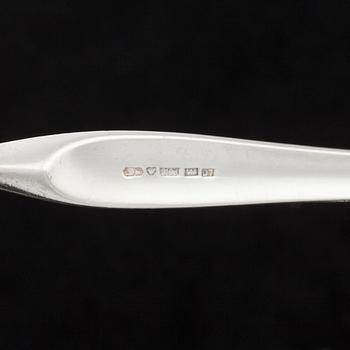 SKEDAR, 6st, silver, "Hopeasiipi", design Tapio Wirkkala, Kultakeskus Oy, Tavastehus 1957. Totalvikt 223 g.