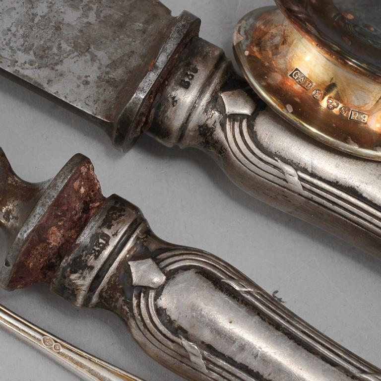 PARTI SILVER, 9 delar, 1800/1900-tal. Vikt 460 g.