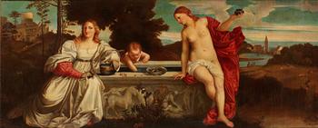 678. Tizian Efter, Allegori över helig och jordisk kärlek.