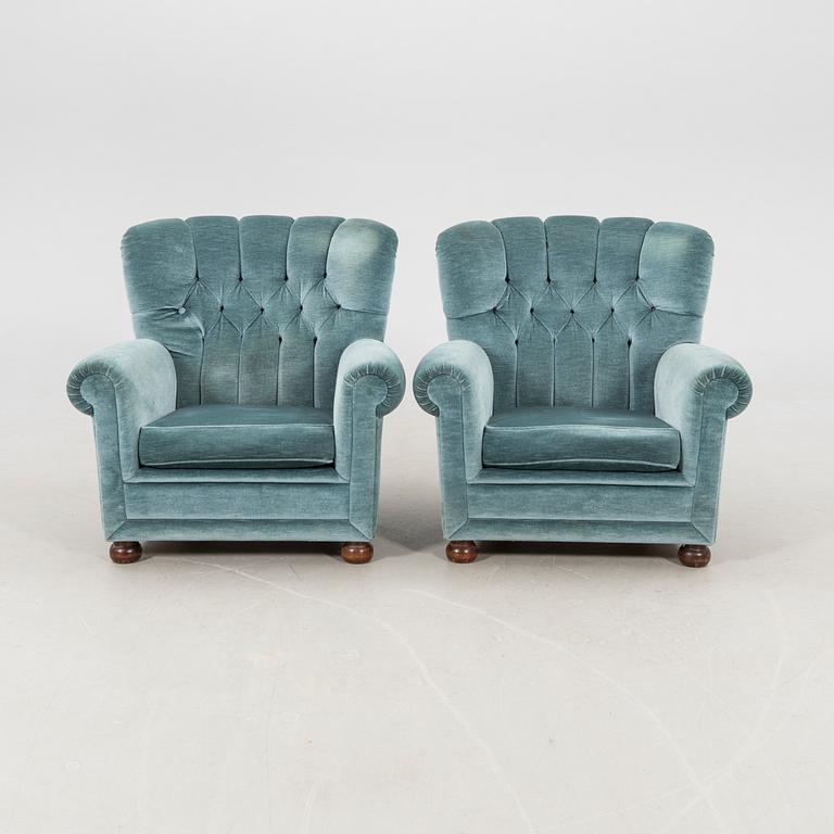 Armchairs, a pair from the 1940s/50s.