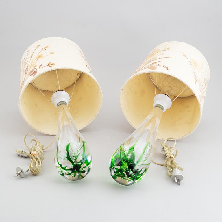 A pair of glass table lamps, Vicke Lindstrand, Kosta, signed.