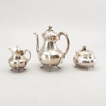Kaffeservis 3 dlr silver svenska importstämplar 1900-talets första hälft.