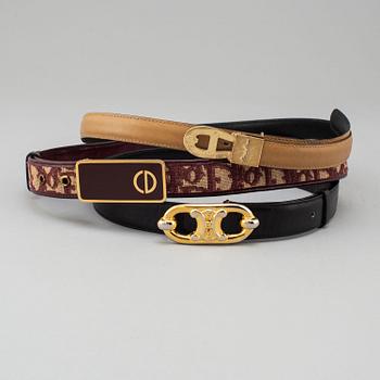 Threee belts, Dior, Ecline and Etienne Aigner.