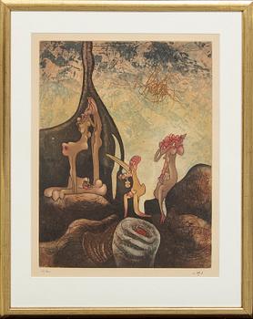 Roberto Matta, coloured etching, signed and numbered 37/100.