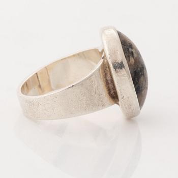 Niels Erik From, sterling silver and stone ring, Denmark.