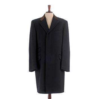 314. PARK HOUSE, a dark blue wool and cashmere coat / covert coat, size 54.
