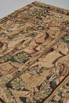 A TAPESTRY, "Lion hunting", tapestry weave, Flanders the middle of the 17th century, possibly Oudenarde, ca 262 x 249 cm.
