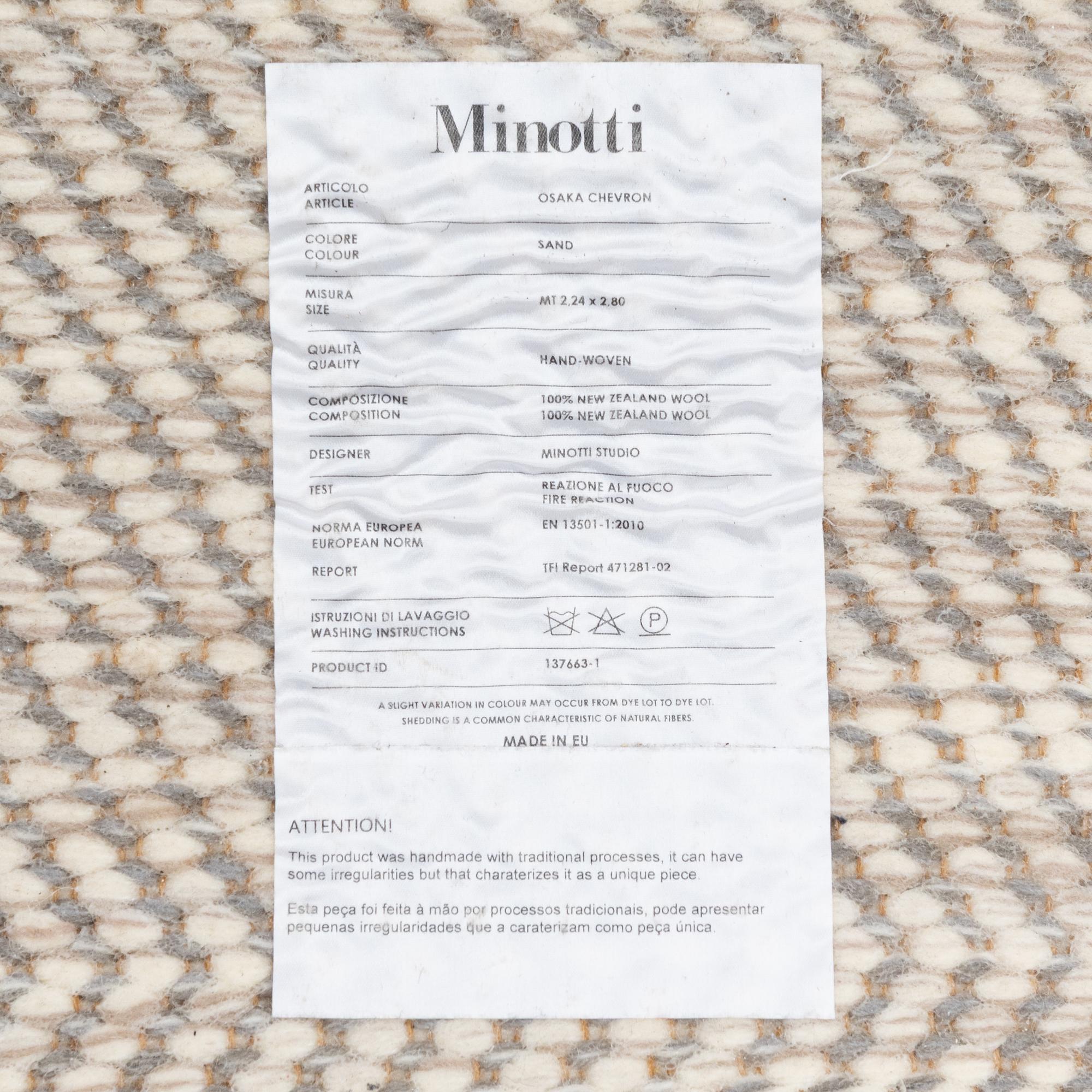 Rug, flat weave, 'Osaka Chevron', Minotti, Italy, approximately 282 x 225 cm.