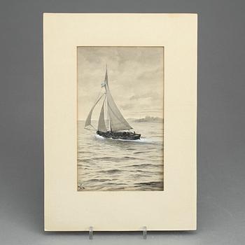 JENNY NYSTRÖM, akvarell med täckvitt, monogramsignerad.