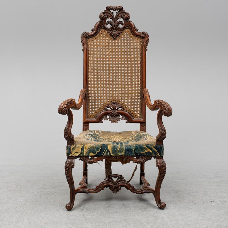 A 19th century baroque style armchair.